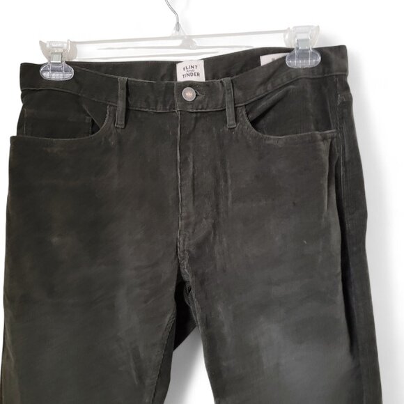 Flint and Tinder Size 32x32 Slim Fit Deepest Green/Gray Corduroy Pants - Picture 2 of 16